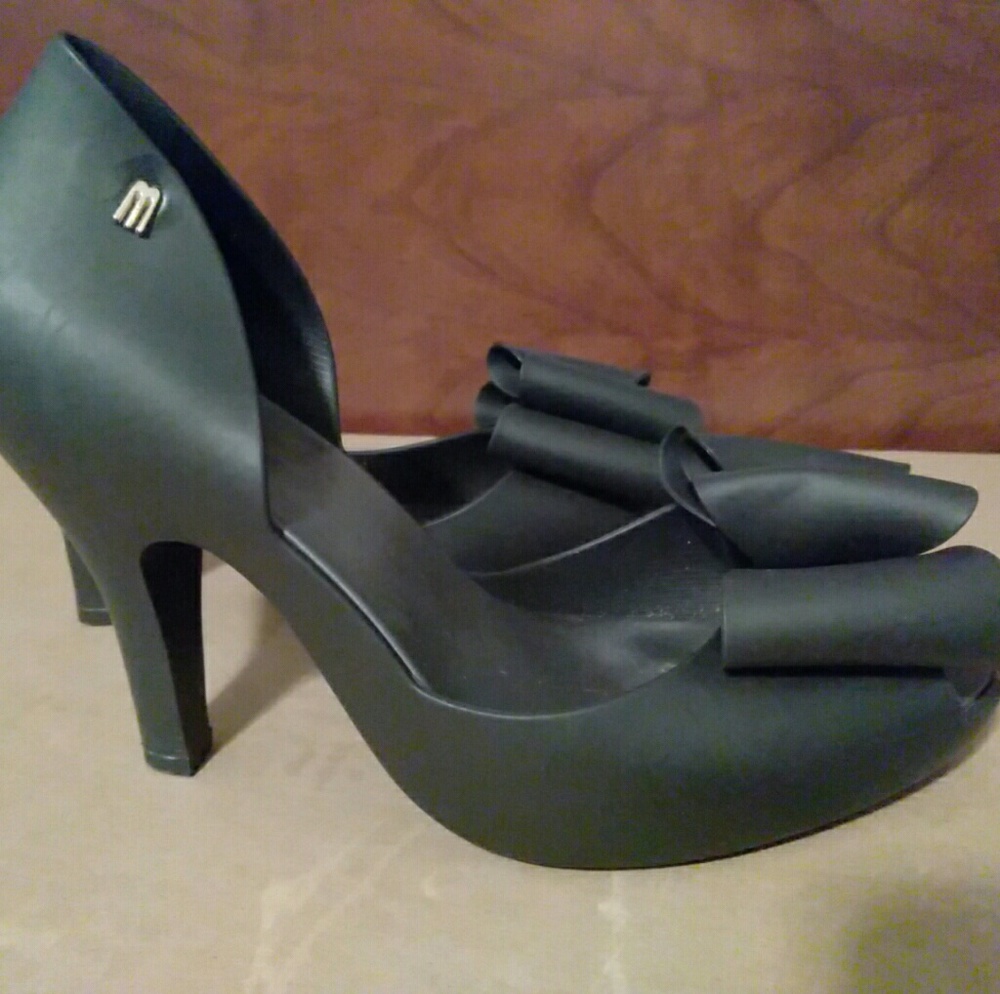 Melissa black mermaid double bow 4' heels size 9 - Picture 2 of 8